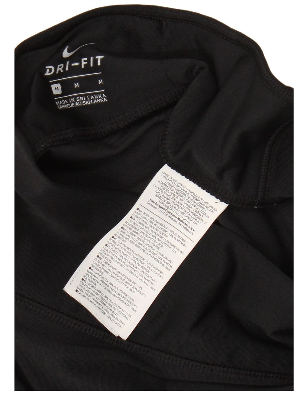 NIKE Leggings Capri Dri Fit para Mujer UK 12 Mediano Negro Poliéster