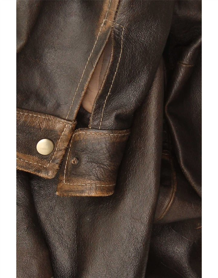 Chaqueta de cuero vintage para hombre IT 48 Marrón medio