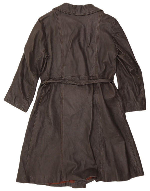 VINTAGE Abrigo de cuero para mujer Reino Unido 14 Marrón medio