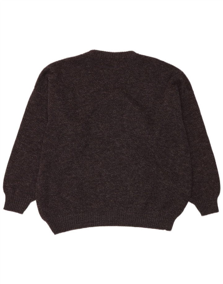 VINTAGE Jersey de cuello redondo para hombre IT 54 XL Gris Fair Isle Lana