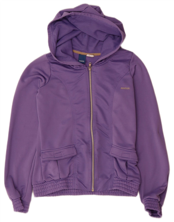 Reebok Sudadera con capucha y cremallera para mujer UK 12 Mediana Púrpura Poliéster