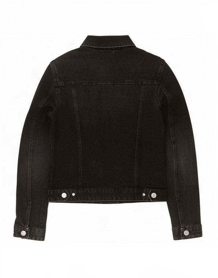 Zara Mujer Chaqueta Vaquera UK 10 Small Negro