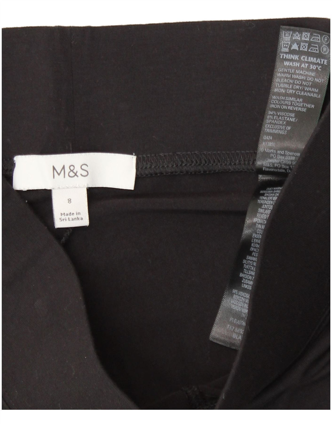 Marks & Spencer Leggings cortos para mujer UK 8 Small Viscosa negra