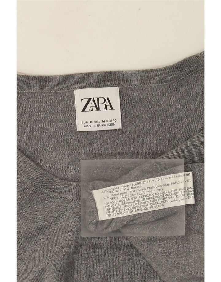 Zara Hombre Jersey Cuello Redondo Viscosa Gris Medio