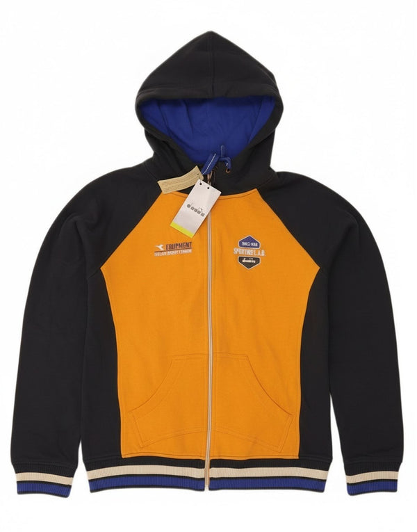 Diadora Sudadera con capucha y cremallera gráfica para niños 13-14 años 2XL Amarillo Colorblock