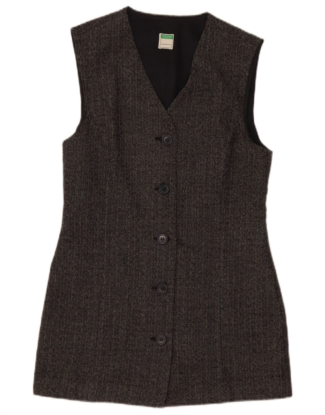 BENETTON Chaqueta tipo blazer larga para mujer UK 10 Small Grey Pinstripe