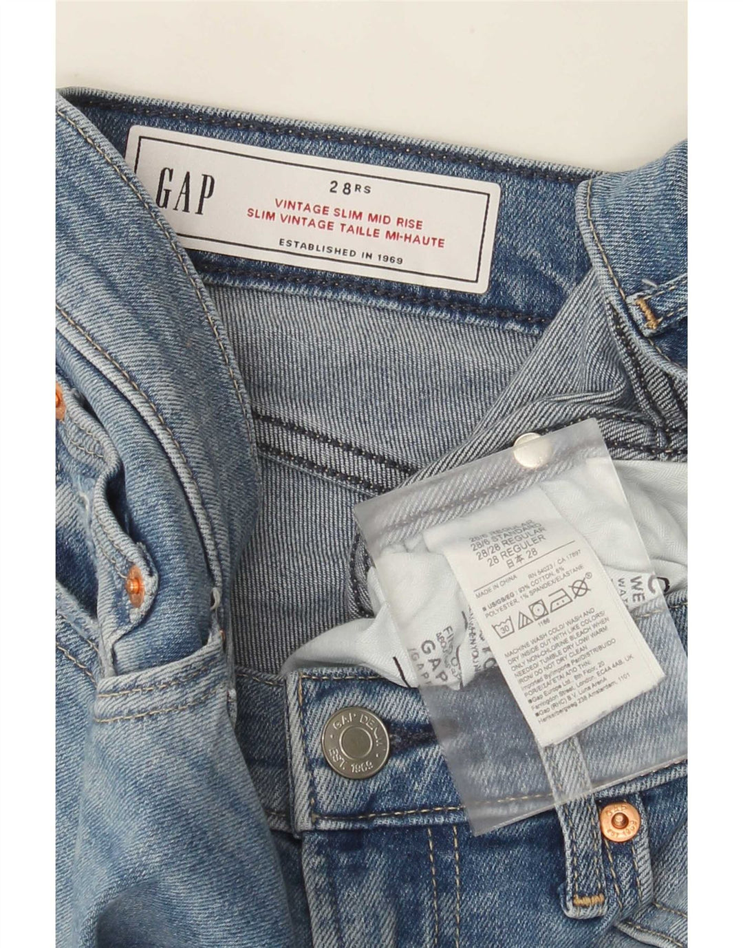 Gap Vaqueros Slim De Talle Medio Para Mujer W28 L27 Algodón Azul
