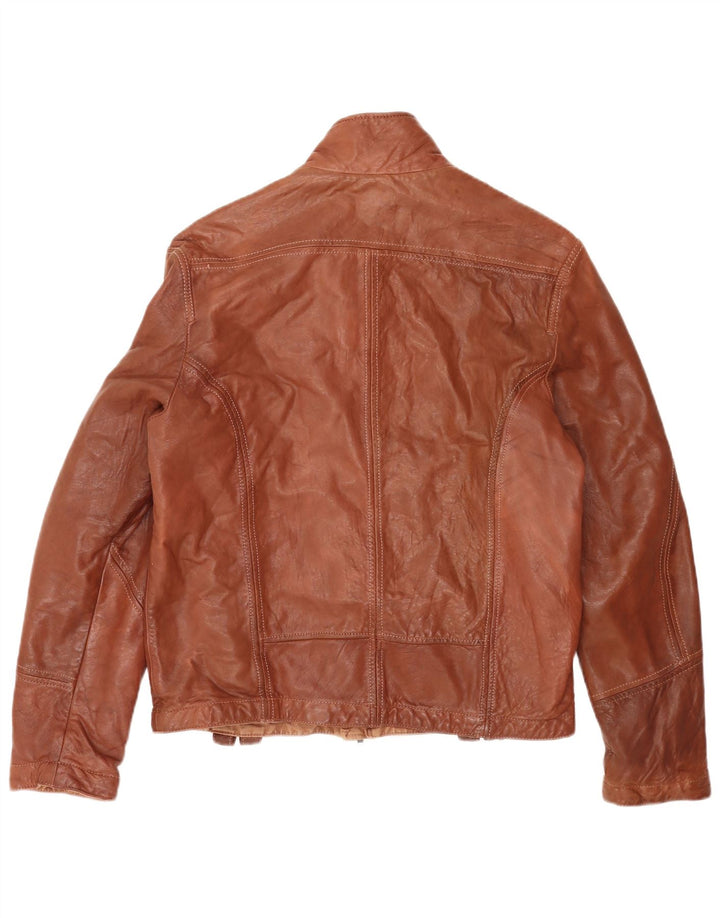 Vintage hombres chaqueta de cuero reversible Reino Unido 40 marrón grande