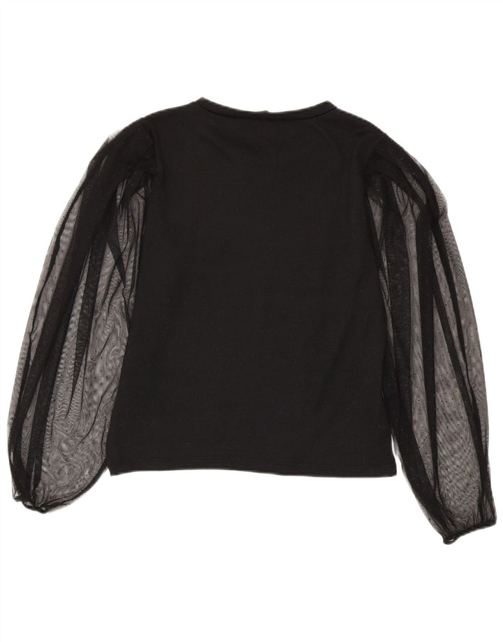 Zara Mujer Blusa De Manga Larga Top UK 10 Small Negro