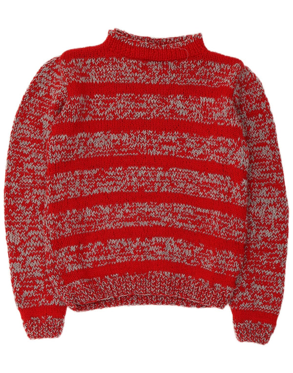 Vintage Womens Turtle Neck Jumper Sweater UK 14 Medium Red Striped