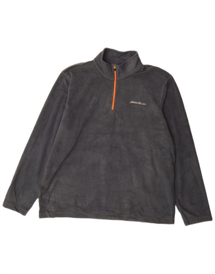Eddie Bauer Jersey polar con cuello y cremallera para hombre XL Poliéster gris