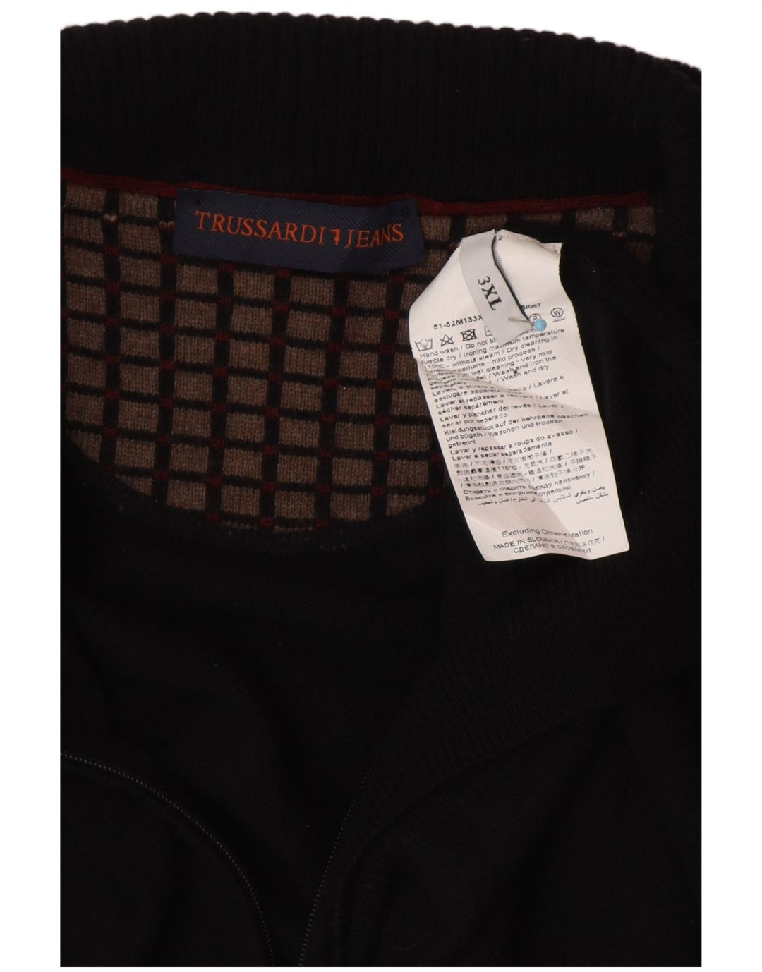 TRUSSARDI JEANS Cárdigan para hombre 3XL Lana negra