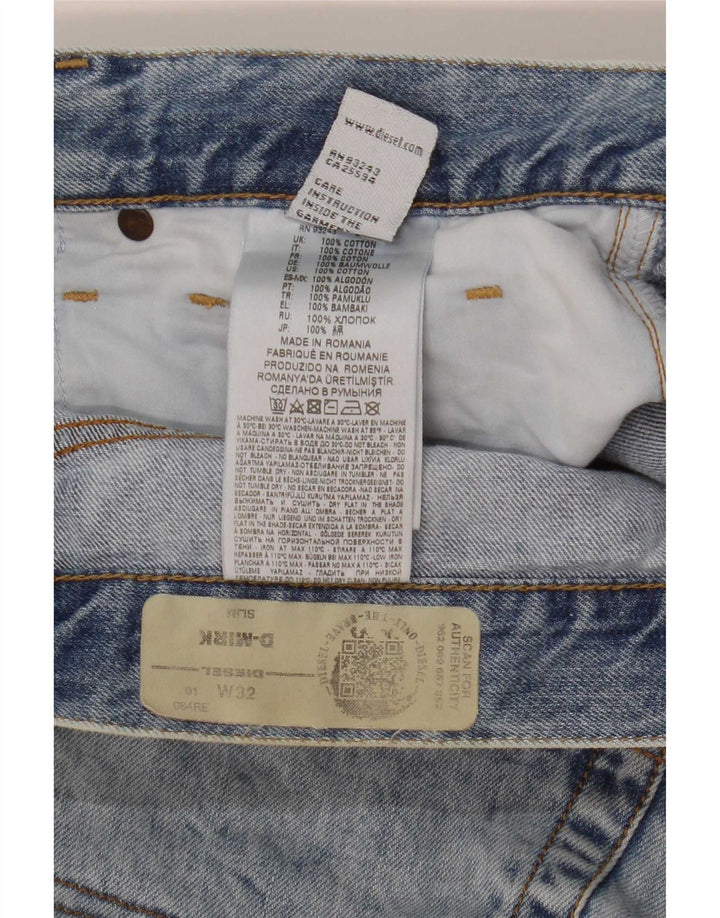 Diesel Hombre D-Mirk Slim Denim Shorts W32 Algodón Azul Medio