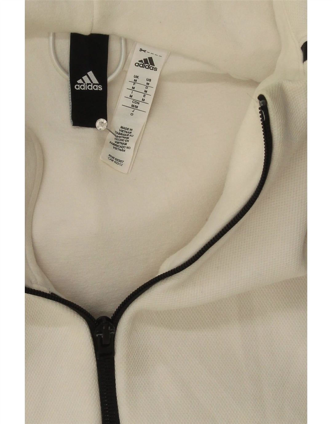 ADIDAS Suéter con capucha y cremallera para hombre Algodón blanco mediano