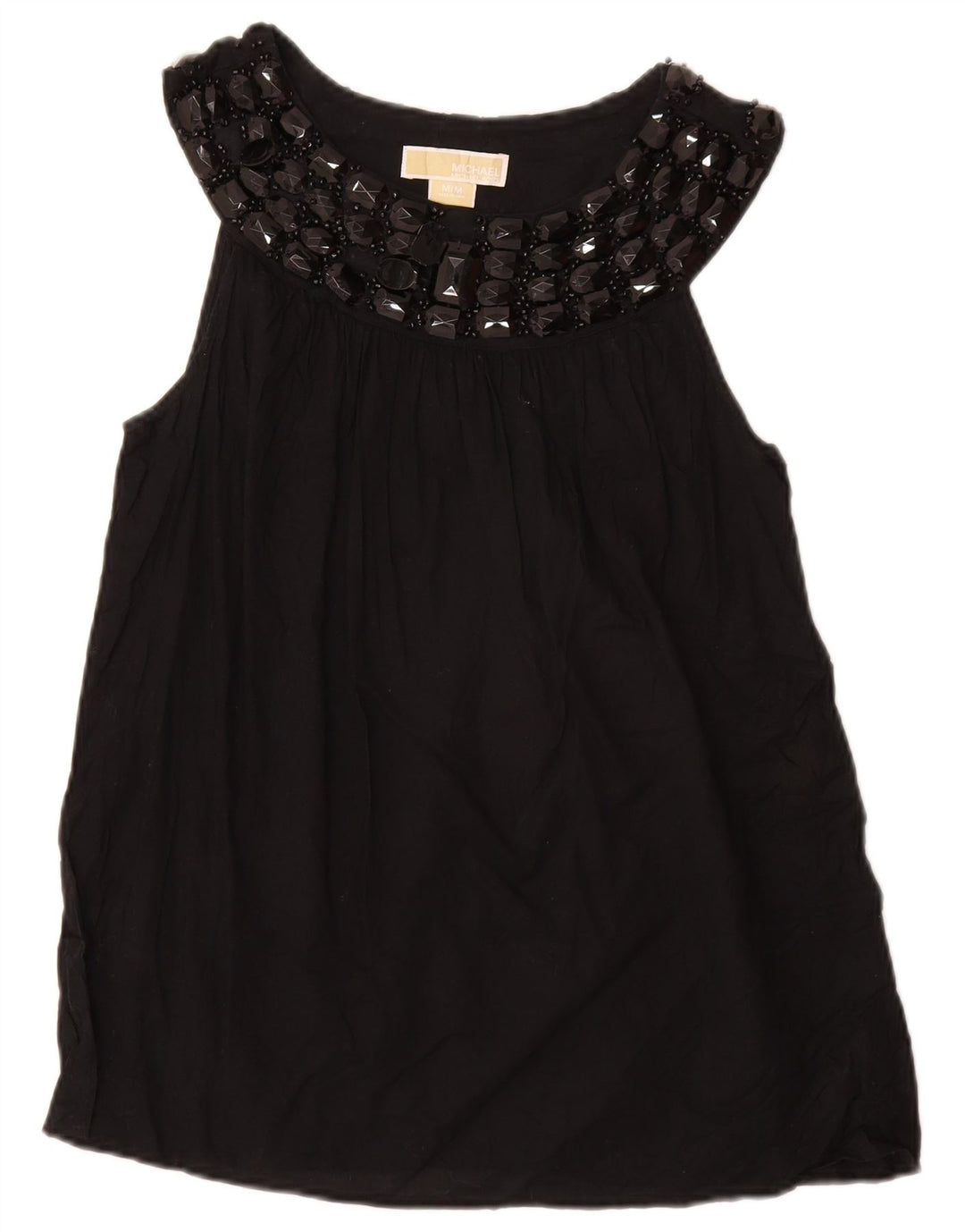 MICHAEL KORS Blusa sin mangas para mujer UK 12 Medium Black Cotton