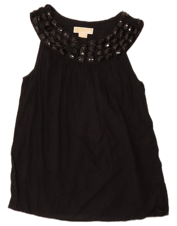 MICHAEL KORS Blusa sin mangas para mujer UK 12 Medium Black Cotton
