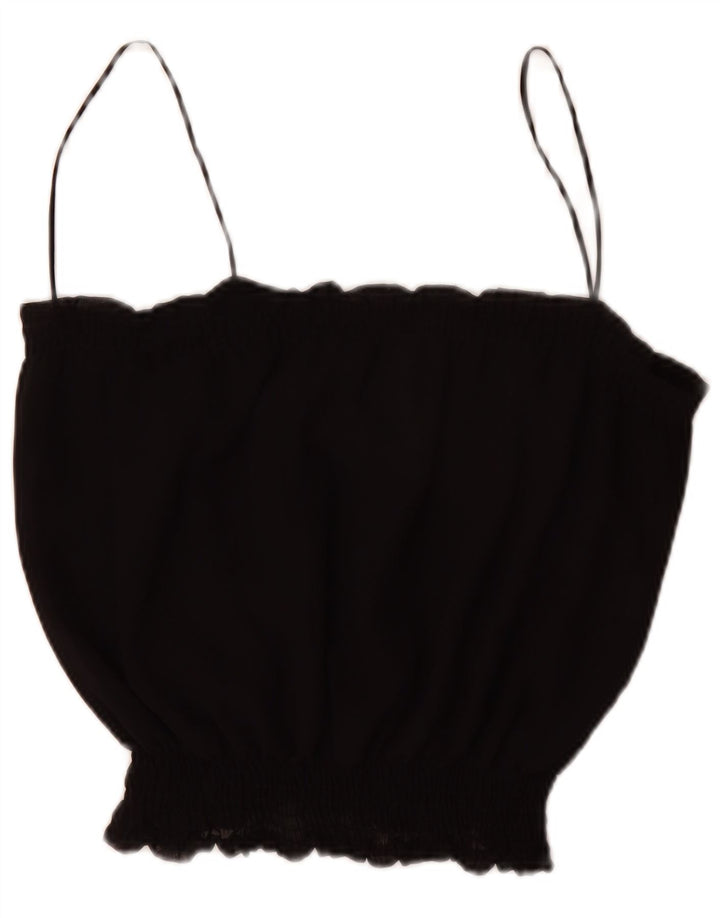 Zara Mujer Cami Top UK 46 Grande Poliéster Negro