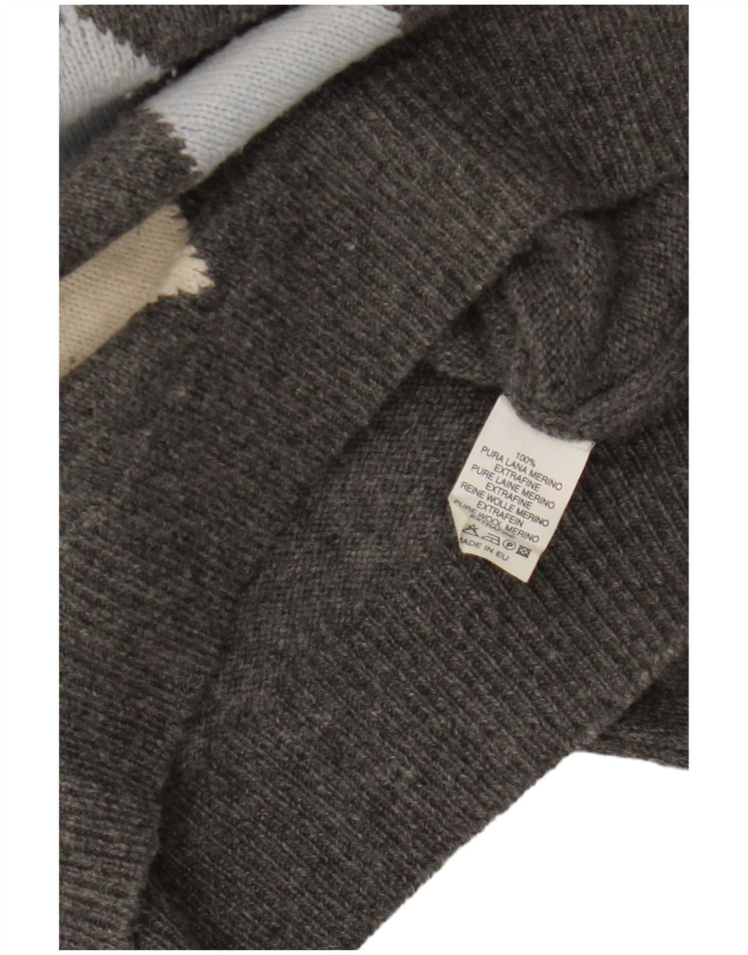 VINTAGE Mujer Crew Neck Jumper Suéter Reino Unido 14 Gris Medio Argyle/Diamond