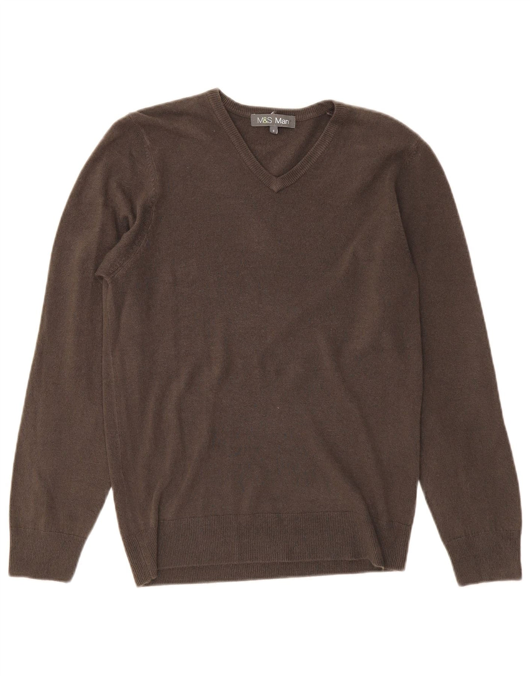 MARKS & SPENCER Suéter con cuello en V para hombre Pequeño Acrílico gris