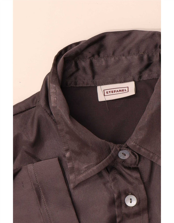 Stefanel Camisa de manga corta para mujer UK 44 Grande Gris
