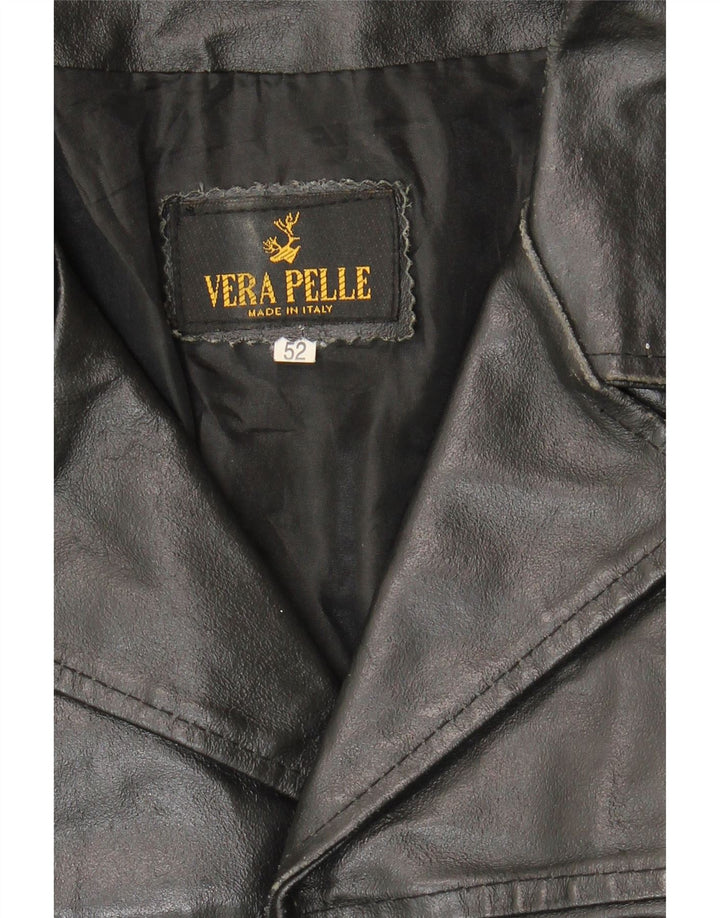 VINTAGE Chaqueta de cuero para hombre IT 52 XL Cuero negro