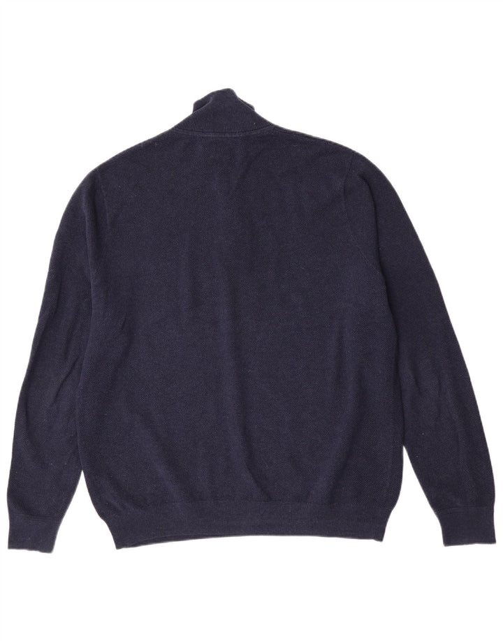 John Lewis - Jersey con cuello y cremallera para hombre, talla grande, algodón azul marino