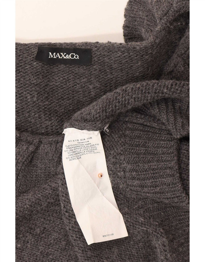 Max & Co. Suéter tipo cárdigan corto para mujer Reino Unido 12 Lana gris medio