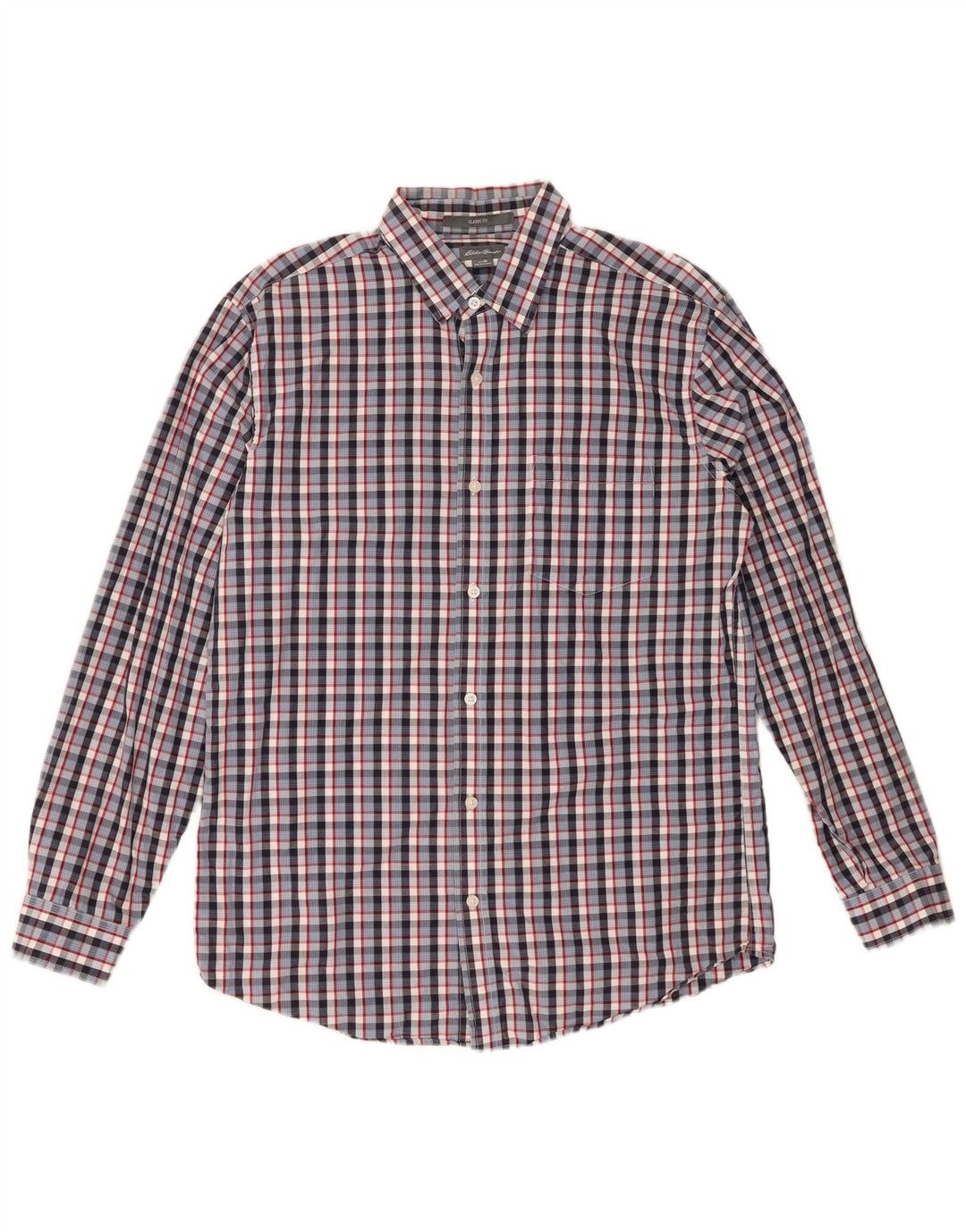 EDDIE BAUER Camisa de corte clásico para hombre de algodón a cuadros azul medio