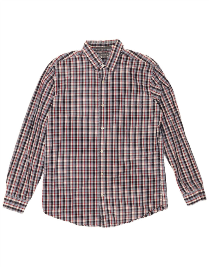 EDDIE BAUER Camisa de corte clásico para hombre de algodón a cuadros azul medio