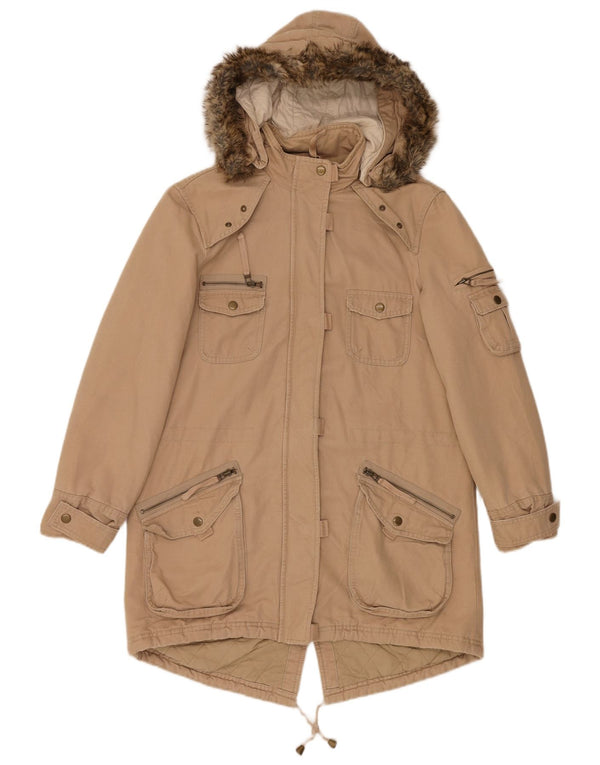 Marks & Spencer Chaqueta Parka Extragrande con Capucha para Mujer UK 10 Small Beige