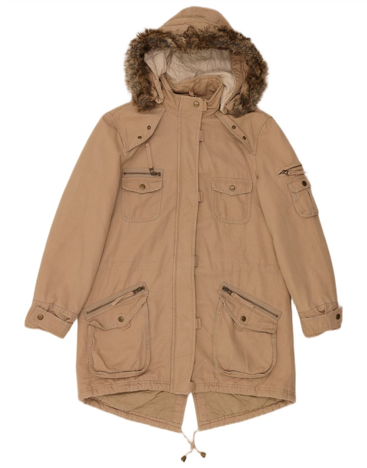 Marks & Spencer Chaqueta Parka Extragrande con Capucha para Mujer UK 10 Small Beige