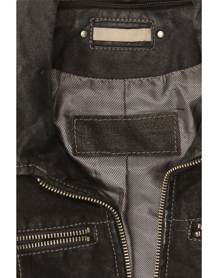 Vintage mujer ante chaqueta Reino Unido 10 pequeño cuero negro