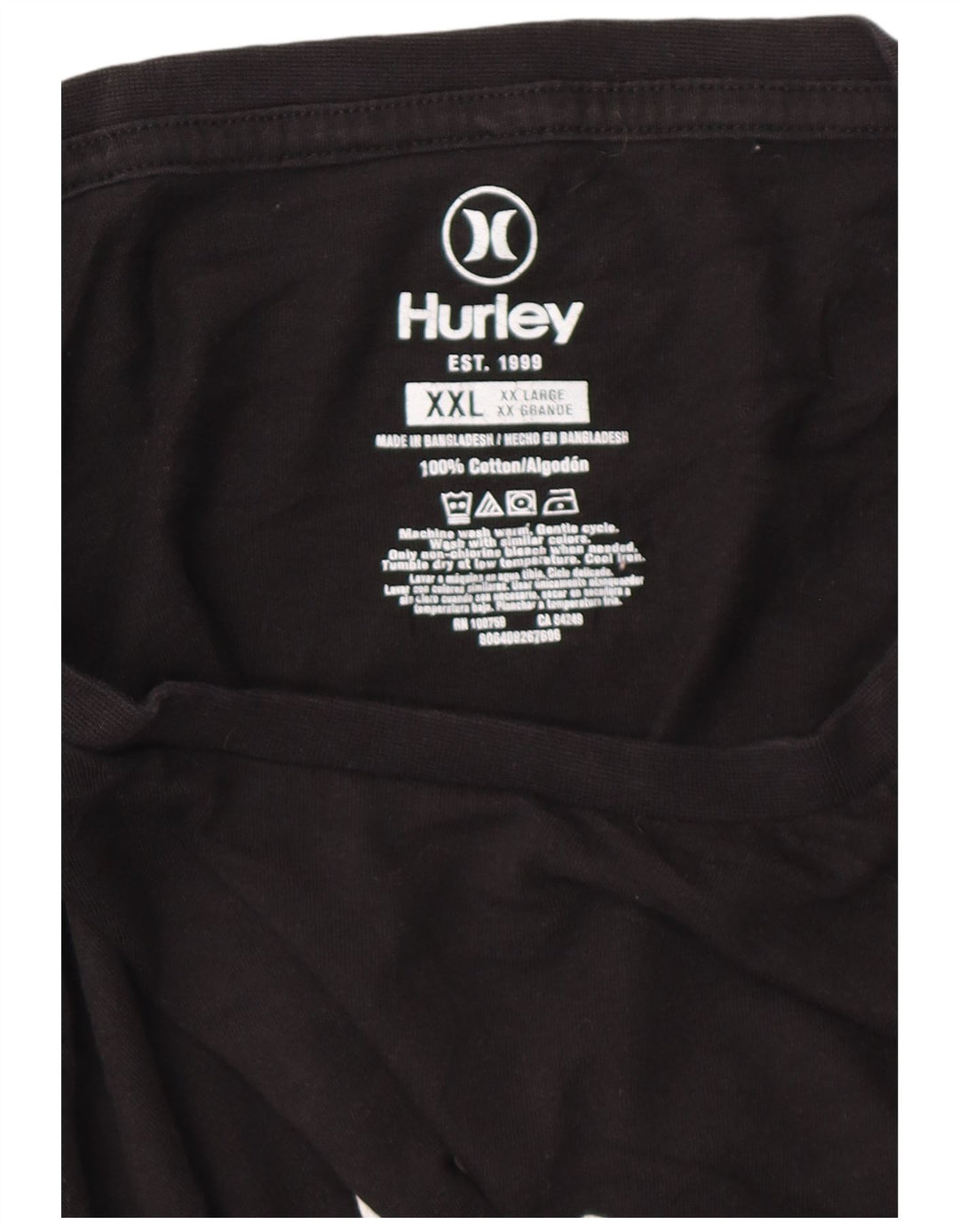HURLEY Camiseta gráfica para hombre Top XL Algodón negro