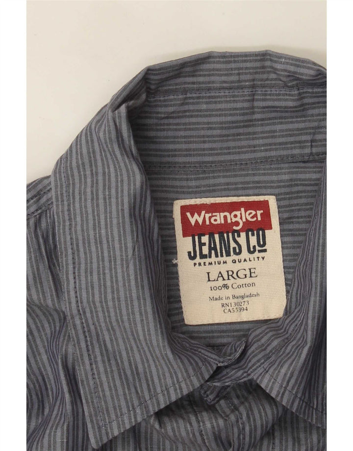 Camisa de hombre Wrangler Large de algodón con rayas diplomáticas azules