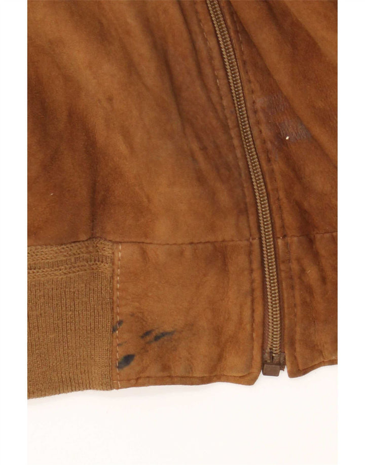 Vintage hombres ante bomber chaqueta Reino Unido 42 XL cuero marrón