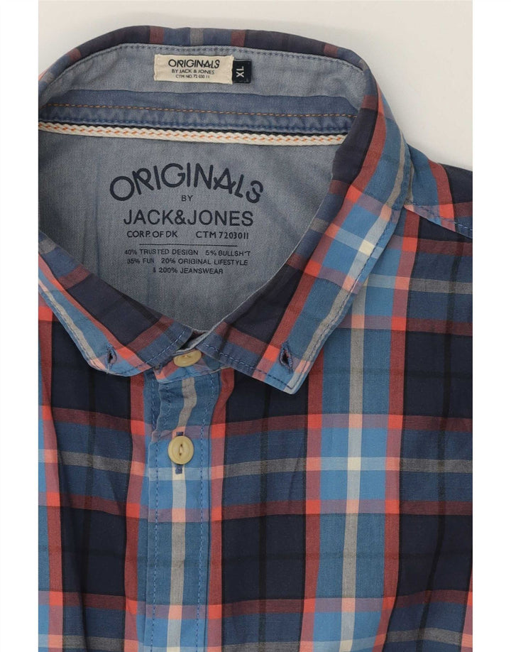 Camisa Jack & Jones Hombre Manga Corta XL Azul Marino Cuadros