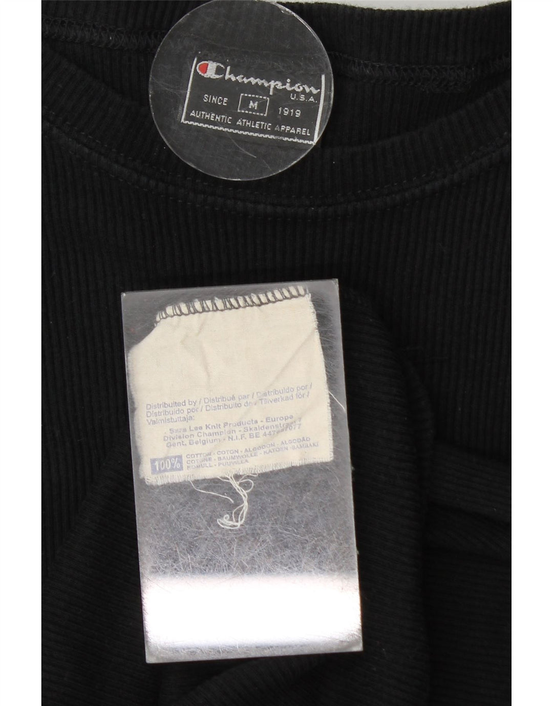 CHAMPION Camiseta corta para mujer UK 12 Medium Black Cotton