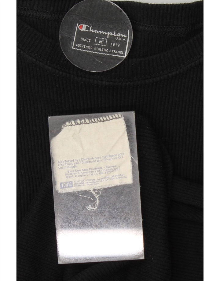 CHAMPION Camiseta corta para mujer UK 12 Medium Black Cotton