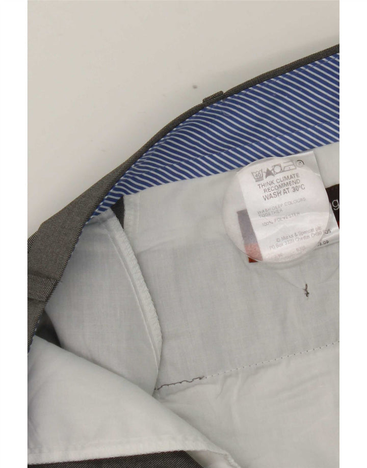Marks & Spencer Pantalón de traje recto para hombre W38 L29 Poliéster gris