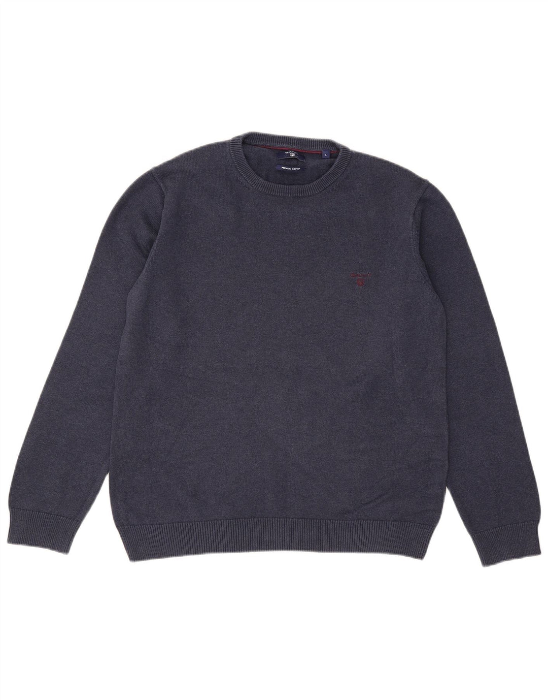 Gant Jersey de cuello redondo para hombre, talla grande, algodón azul marino