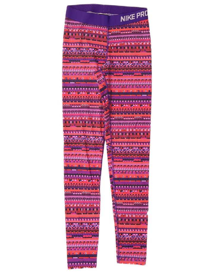 NIKE Leggings gráficos Dri Fit para mujer UK 8 Small Multicolor Geométrico