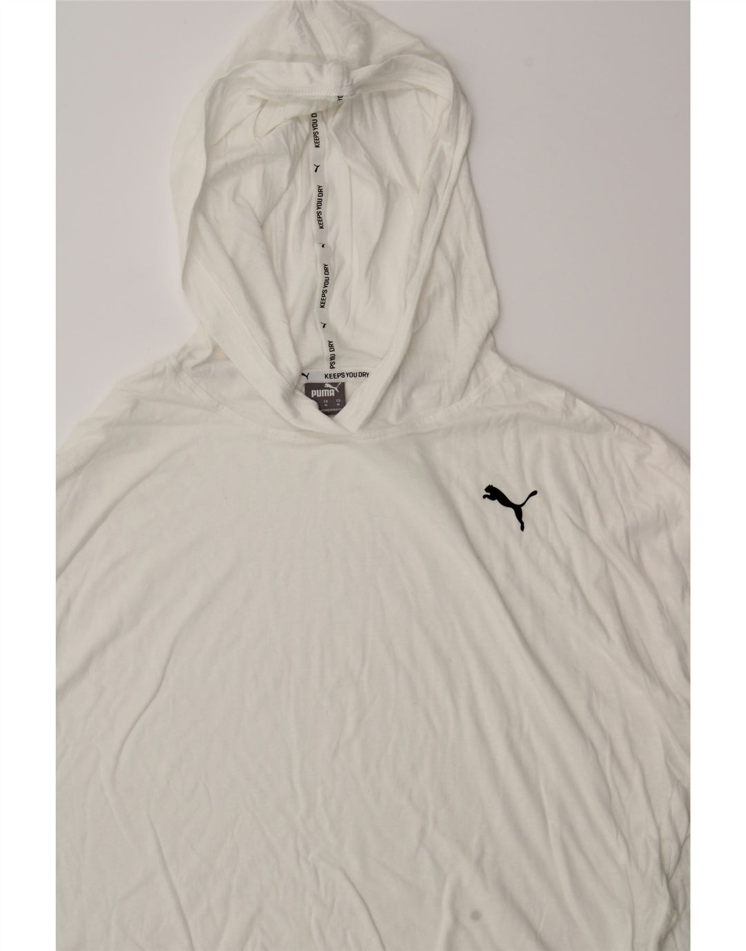 PUMA Womens Graphic Hoodie Jumper UK 14 Medium White Vintage Puma and Second-Hand Puma from Messina Hembry 