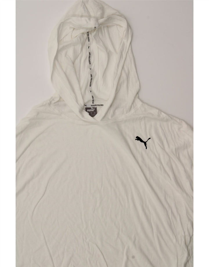 PUMA Womens Graphic Hoodie Jumper UK 14 Medium White Vintage Puma and Second-Hand Puma from Messina Hembry 