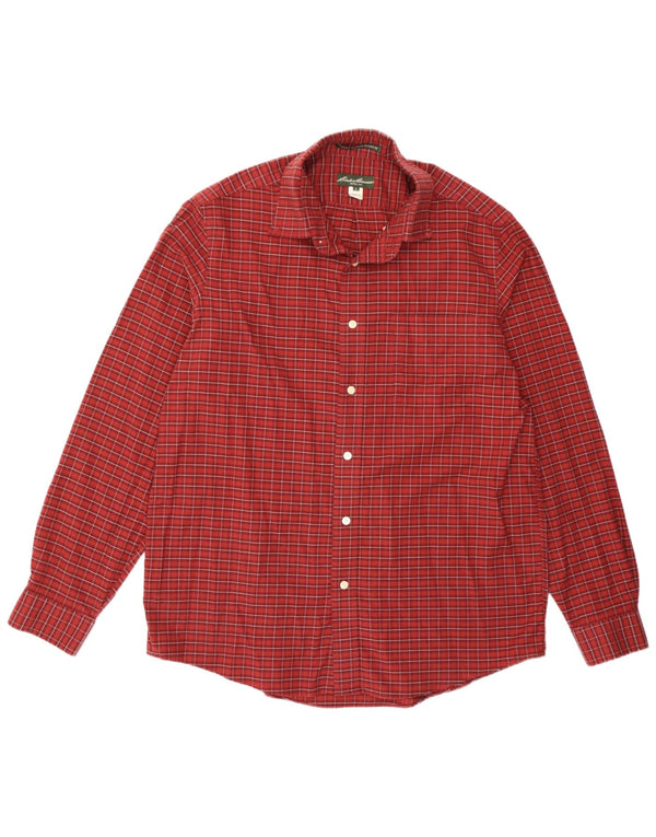 Eddie Bauer Camisa de franela de ajuste relajado para hombre Algodón a cuadros burdeos grande