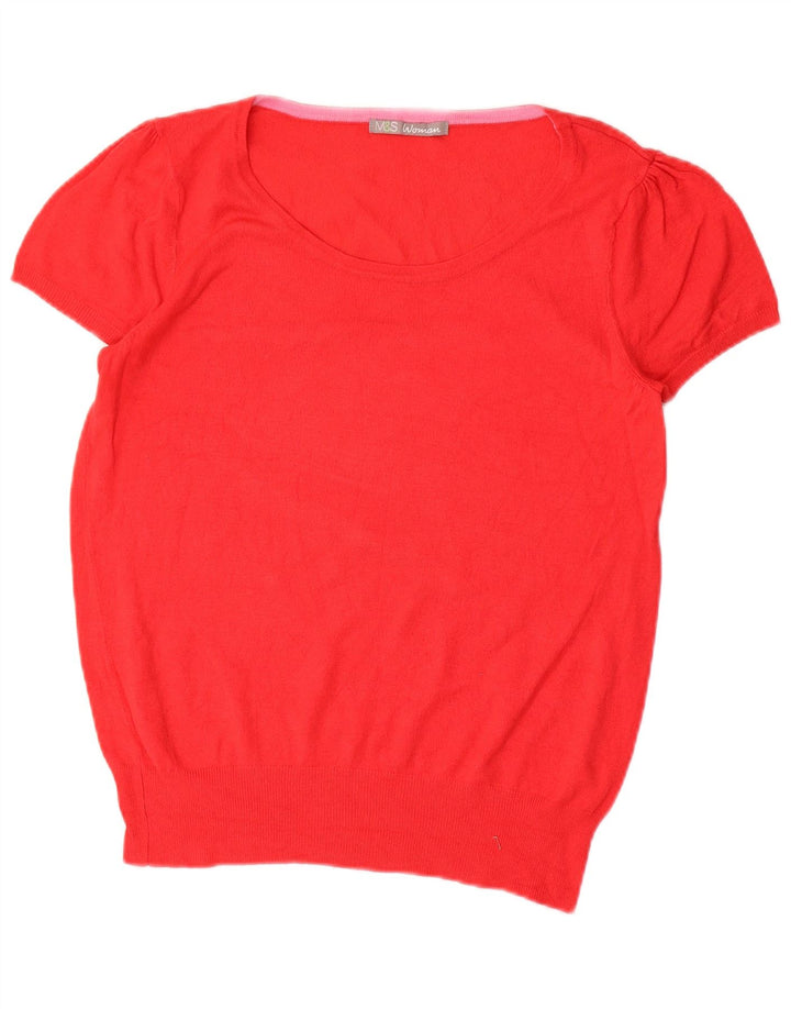 MARKS & SPENCER Suéter tipo jersey con cuello barco para mujer UK 12 Medium Red