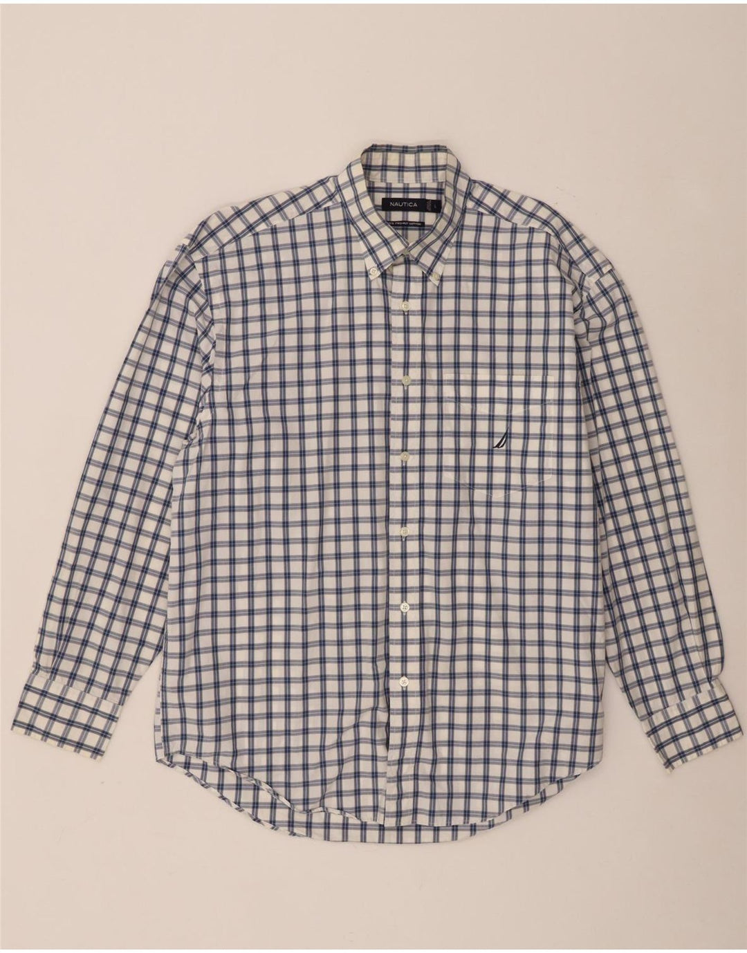 Camisa Nautica Hombre Grande Blanco Cuadros Algodón