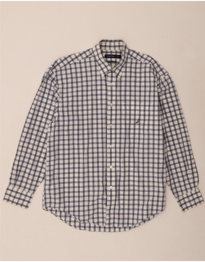 Camisa Nautica Hombre Grande Blanco Cuadros Algodón