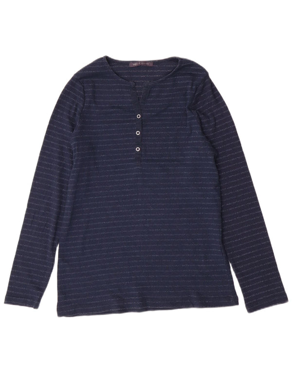 MARKS & SPENCER Camiseta de manga larga para mujer UK 40 Grande Azul marino a rayas