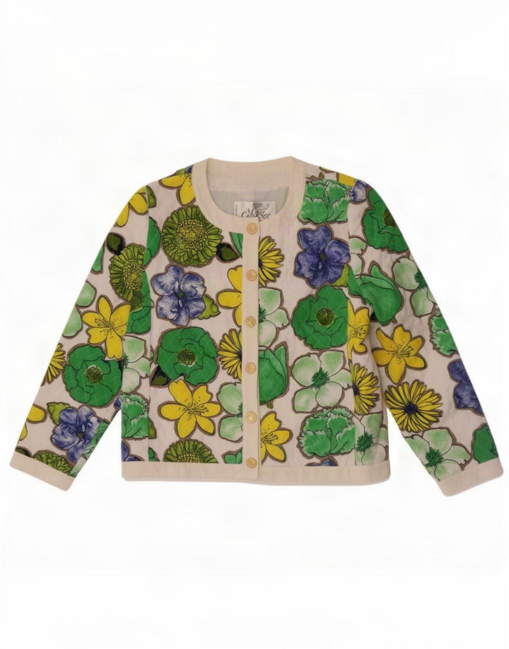 Vintage mujer 6 botones Blazer chaqueta IT 42 medio multicolor floral