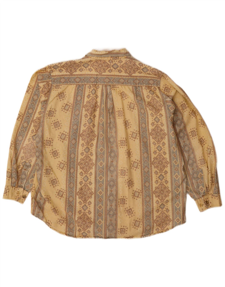 VINTAGE Camisa para hombre Tamaño 15 1/2 16 39/40 Algodón geométrico beige medio